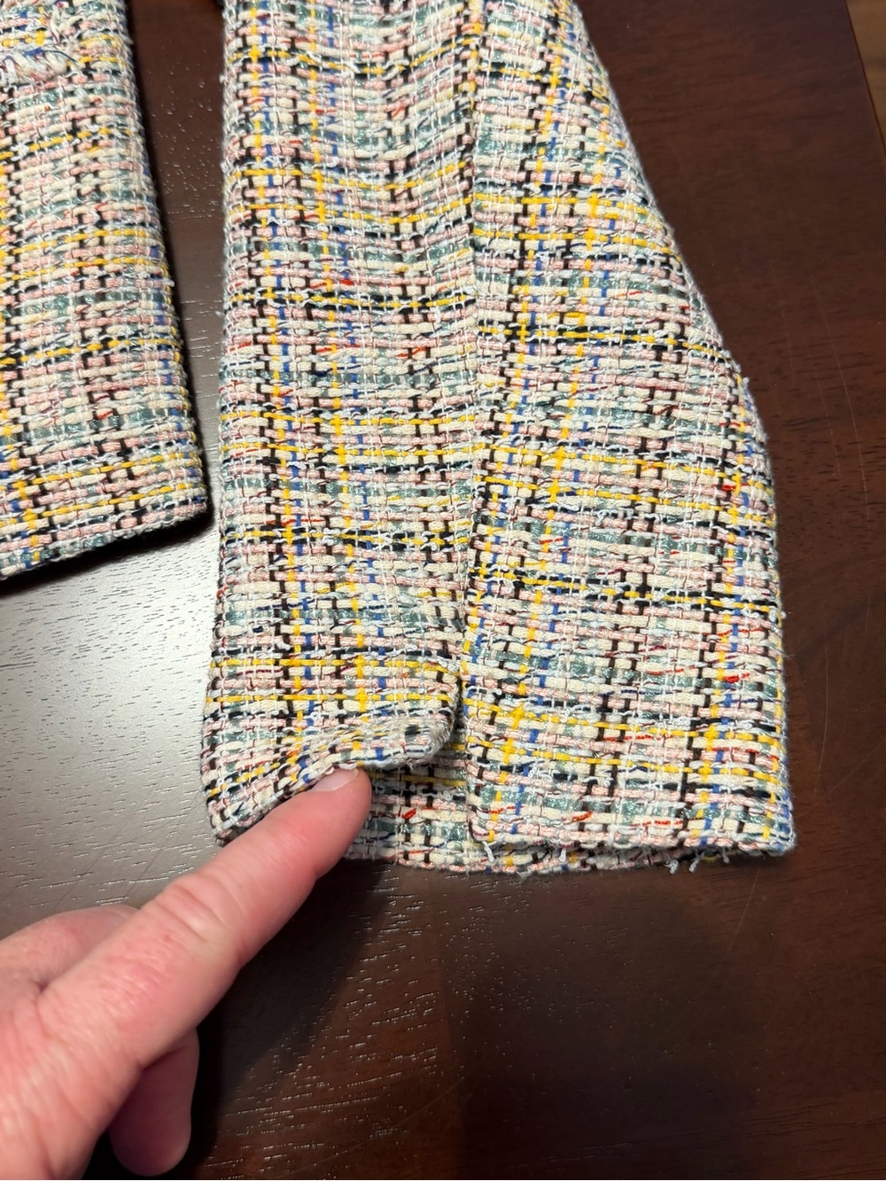 LOFT Pink Multi-Color Tweed Blazer with Fringe Trim - Picture 8 of 12
